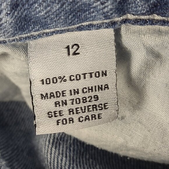 Rue 21 100% Cotton Blue Diamond Check Denim Capri Jeans Pants 5 Pocket Size 12 - Picture 10 of 10